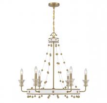 Savoy House 1-3804-6-142 - Iris 6-Light Chandelier in White with Warm Brass Accents