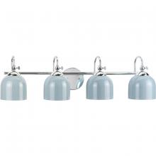 Progress P300384-015 - Dalton Collection Four-Light Farmhouse Polished Chrome Metal Shade Bath Vanity Light