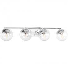 Progress P2857-15 - Mod Collection Four-Light Polished Chrome Clear Glass Mid-Century Modern Bath Vanity Light