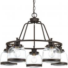 Progress P400058-020 - Judson Collection Five-Light Antique Bronze Clear Glass Farmhouse Chandelier Light