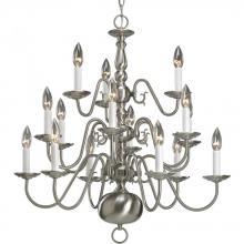 Progress P4359-09 - Fifteen Light Brushed Nickel White Finish Candle Sleeves Glass Up Chandelier