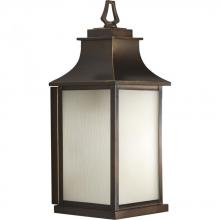 Progress P5954-108 - One Light Oil Rubbed Bronze Amber Etched Glass Wall Lantern