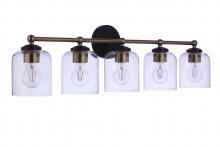 Craftmade 18733FBSB5 - Coppa 5 Light Vanity in Flat Black/Satin Brass