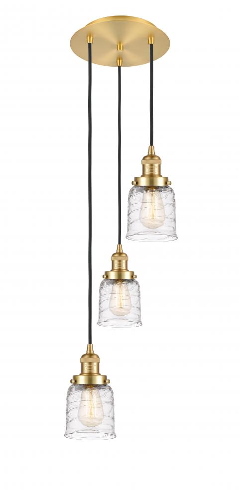 Bell - 3 Light - 12 inch - Satin Gold - Cord hung - Multi Pendant