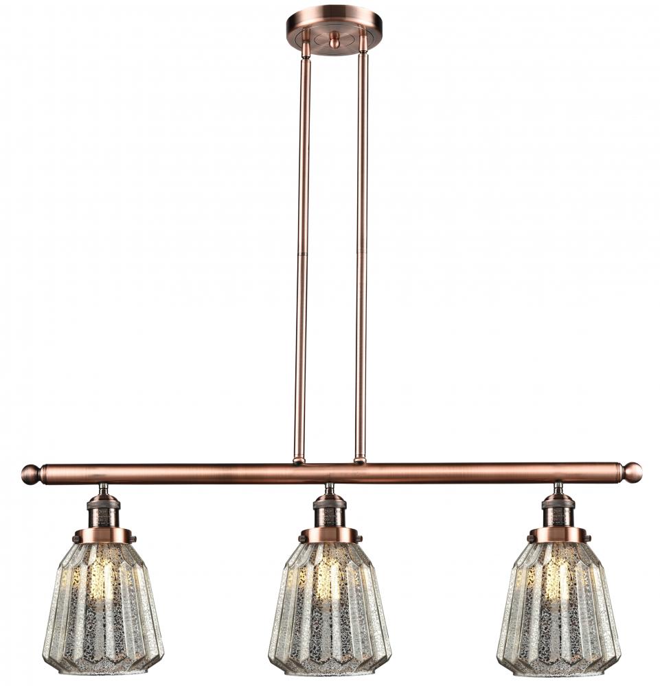 Glass 3 Light Island Adjustable Stem Chandelier