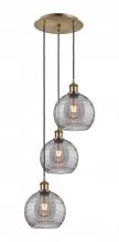 Innovations Lighting 113B-3P-AB-G1213-8SM - Athens Deco Swirl - 3 Light - 15 inch - Antique Brass - Cord hung - Multi Pendant