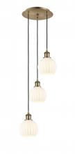 Innovations Lighting 113B-3P-AB-G1217-6WV - White Venetian - 3 Light - 13 inch - Antique Brass - Cord Hung - Multi Pendant