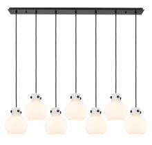 Innovations Lighting 127-410-1PS-BK-G410-8WH - Newton Sphere - 7 Light - 52 inch - Matte Black - Cord hung - Linear Pendant