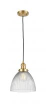 Innovations Lighting 201C-SG-G222-LED - Seneca Falls - 1 Light - 10 inch - Satin Gold - Cord hung - Mini Pendant