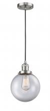 Innovations Lighting 201C-SN-G202-8 - Beacon - 1 Light - 8 inch - Brushed Satin Nickel - Cord hung - Mini Pendant