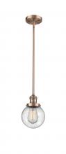 Innovations Lighting 201S-AC-G204-6-LED - Beacon - 1 Light - 6 inch - Antique Copper - Stem Hung - Mini Pendant