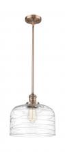  201S-AC-G713-L - Bell - 1 Light - 12 inch - Antique Copper - Stem Hung - Mini Pendant