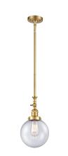  206-SG-G204-8 - Beacon - 1 Light - 8 inch - Satin Gold - Stem Hung - Mini Pendant