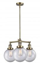 Innovations Lighting 207-AB-G202-8-LED - Beacon - 3 Light - 22 inch - Antique Brass - Stem Hung - Chandelier