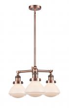 Innovations Lighting 207-AC-G321-LED - Olean - 3 Light - 19 inch - Antique Copper - Stem Hung - Chandelier