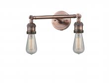  208-AC-LED - Bare Bulb - 2 Light - 11 inch - Antique Copper - Bath Vanity Light