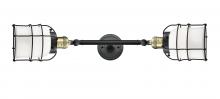  208L-BAB-G51-CE - Bell Cage - 2 Light - 6 inch - Black Antique Brass - Bath Vanity Light