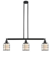  213-BK-G51-CE - Bell Cage - 3 Light - 39 inch - Matte Black - Stem Hung - Island Light