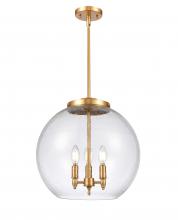 Innovations Lighting 221-3S-SG-G124-16-LED - Athens - 3 Light - 16 inch - Satin Gold - Cord hung - Pendant