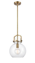 Innovations Lighting 410-1S-BB-10CL-LED - Newton Sphere - 1 Light - 10 inch - Brushed Brass - Stem Hung - Mini Pendant