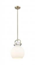 Innovations Lighting 410-1SM-BB-G410-10WH - Newton Sphere - 1 Light - 10 inch - Brushed Brass - Stem Hung - Mini Pendant