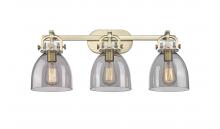  410-3W-BB-G412-7SM - Newton Bell - 3 Light - 27 inch - Brushed Brass - Bath Vanity Light