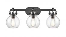 Innovations Lighting 410-3W-BK-7CL-LED - Newton Sphere - 3 Light - 27 inch - Matte Black - Bath Vanity Light