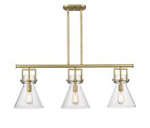 Innovations Lighting 411-3I-BB-G411-10CL - Newton Cone - 3 Light - 42 inch - Brushed Brass - Island Light