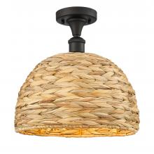 Innovations Lighting 516-1C-OB-RBD-12-NAT - Woven Rattan - 1 Light - 12 inch - Oil Rubbed Bronze - Semi-Flush Mount