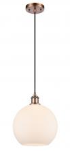 Innovations Lighting 516-1P-AC-G121-10-LED - Athens - 1 Light - 10 inch - Antique Copper - Cord hung - Mini Pendant