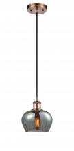 Innovations Lighting 516-1P-AC-G93-LED - Fenton - 1 Light - 7 inch - Antique Copper - Cord hung - Mini Pendant