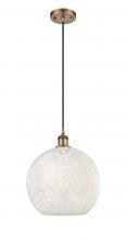 Innovations Lighting 516-1P-BB-G1216-12WM - White Mouchette - 1 Light - 12 inch - Brushed Brass - Cord Hung - Mini Pendant