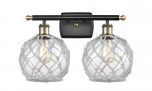 Innovations Lighting 516-2W-BAB-G122-8RW - Farmhouse Rope - 2 Light - 18 inch - Black Antique Brass - Bath Vanity Light