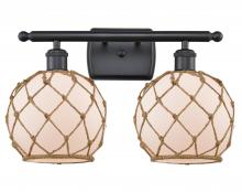 Innovations Lighting 516-2W-BK-G121-8RB-LED - Farmhouse Rope - 2 Light - 18 inch - Matte Black - Bath Vanity Light