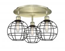 Innovations Lighting 516-3C-AB-CE-8-BK - Lake Placid - 3 Light - 20 inch - Antique Brass - Flush Mount