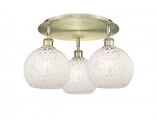  516-3C-AB-G1216-8WM - White Mouchette - 3 Light - 20 inch - Antique Brass - Flush Mount