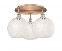  516-3C-AC-G1216-10WM - White Mouchette - 3 Light - 22 inch - Antique Copper - Flush Mount