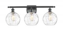  516-3W-BK-G1215-8 - Athens Water Glass - 3 Light - 28 inch - Matte Black - Bath Vanity Light