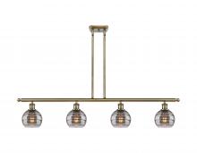  516-4I-AB-G556-6SM - Rochester - 4 Light - 48 inch - Antique Brass - Cord hung - Island Light