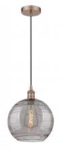 Innovations Lighting 616-1P-AC-G1213-12SM - Athens Deco Swirl - 1 Light - 12 inch - Antique Copper - Cord hung - Mini Pendant