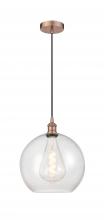 Innovations Lighting 616-1P-AC-G124-12-LED - Athens - 1 Light - 12 inch - Antique Copper - Cord hung - Mini Pendant