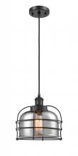 Innovations Lighting 916-1P-BK-G73-CE-LED - Bell Cage - 1 Light - 8 inch - Matte Black - Cord hung - Mini Pendant