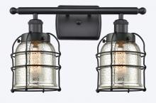  916-2W-BK-G58-CE-LED - Bell Cage - 2 Light - 16 inch - Matte Black - Bath Vanity Light