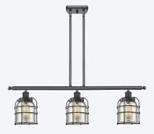  916-3I-BK-G58-CE - Bell Cage - 3 Light - 36 inch - Matte Black - Stem Hung - Island Light