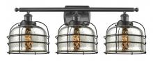  916-3W-BK-G78-CE-LED - Bell Cage - 3 Light - 26 inch - Matte Black - Bath Vanity Light