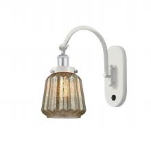  918-1W-WPC-G146 - Chatham - 1 Light - 7 inch - White Polished Chrome - Sconce