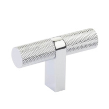 Emtek 86656.RCBUS26.KNUS26 - Select Cabinet T-Knob 2-1/4'' overall, Rectangular Bar Stem US26, Knurled Bar US26