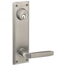 Emtek 8985WMUS19 - Dummy Pair Keyed, Sideplate Locksets Quincy 5-1/2'' Center to Center Keyed, Wembley Leve