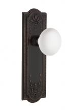 Nostalgic Warehouse 700309 - Nostalgic Warehouse Meadows Plate Passage White Porcelain Door Knob in Timeless Bronze