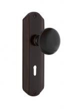 Nostalgic Warehouse 700389 - Nostalgic Warehouse Deco Plate with Keyhole Passage Black Porcelain Door Knob in Timeless Bronze